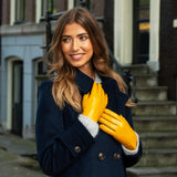 Ivy (yellow) - sheepskin leather gloves with wool/cashmere lining & touchscreen feature  - Schwartz & von Halen - US - 8