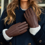 Emily (brown) – deerskin (American deerskin) leather gloves with warm wool lining - Schwartz & von Halen - US - 6