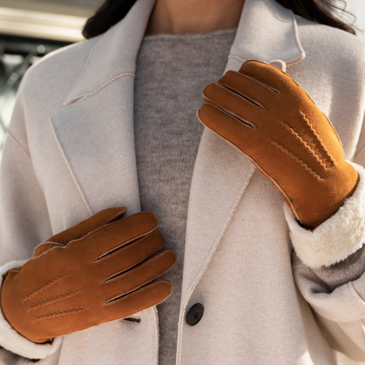 Women’s Brown Suede Leather Gloves Giocante - Schwartz & von Halen® - Premium Leather Gloves - 7