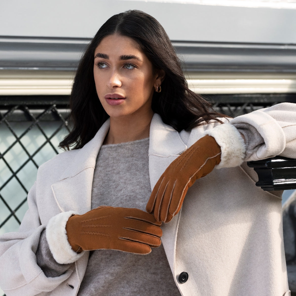Women’s Brown Suede Leather Gloves Giocante - Schwartz & von Halen® - Premium Leather Gloves - 11