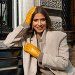 Ivy (yellow) - sheepskin leather gloves with wool/cashmere lining & touchscreen feature  - Schwartz & von Halen - US - 6