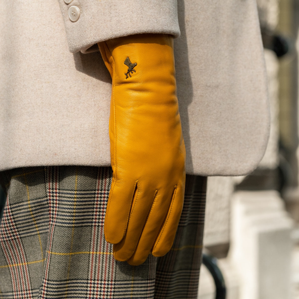 Ivy (yellow) - sheepskin leather gloves with wool/cashmere lining & touchscreen feature  - Schwartz & von Halen - US - 7