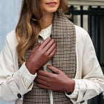 Ivy (cognac) - sheepskin leather gloves with wool/cashmere lining & touchscreen feature  - Schwartz & von Halen - US - 8