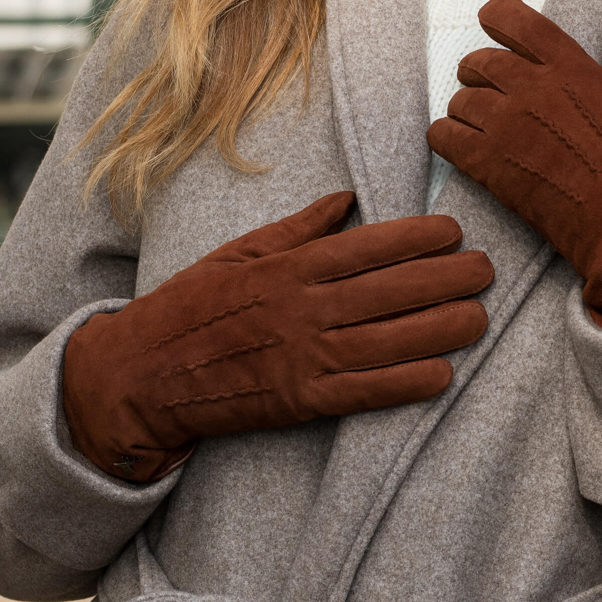 Women’s Brown/Camel Suede Leather Gloves Elizabeth - Schwartz & von Halen® UK - Premium Leather Gloves - 12