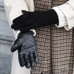 Suede/Leather Gloves Black Women Nora - Schwartz & von Halen® UK - Premium Leather Gloves - 10