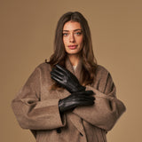 Alessandra (black) - goatskin leather gloves with lambswool lining & touchscreen feature - Schwartz & von Halen - US - 6