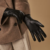 Alessandra (black) - goatskin leather gloves with lambswool lining & touchscreen feature - Schwartz & von Halen - US - 10