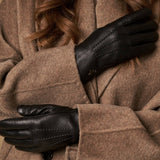 Alessandra (black) - goatskin leather gloves with lambswool lining & touchscreen feature