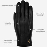 Alessandra (black) - goatskin leather gloves with lambswool lining & touchscreen feature - Schwartz & von Halen - US - 14