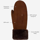 Beauvoire - suede mittens with luxurious sheep fur lining