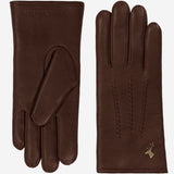 Alessandra (brown) - goatskin leather gloves with lambswool lining & touchscreen feature