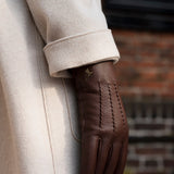 Alessandra (brown) - goatskin leather gloves with lambswool lining & touchscreen feature - Schwartz & von Halen - US - 7