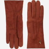 Elizabeth (brown) - suede leather gloves with warm faux fur lining