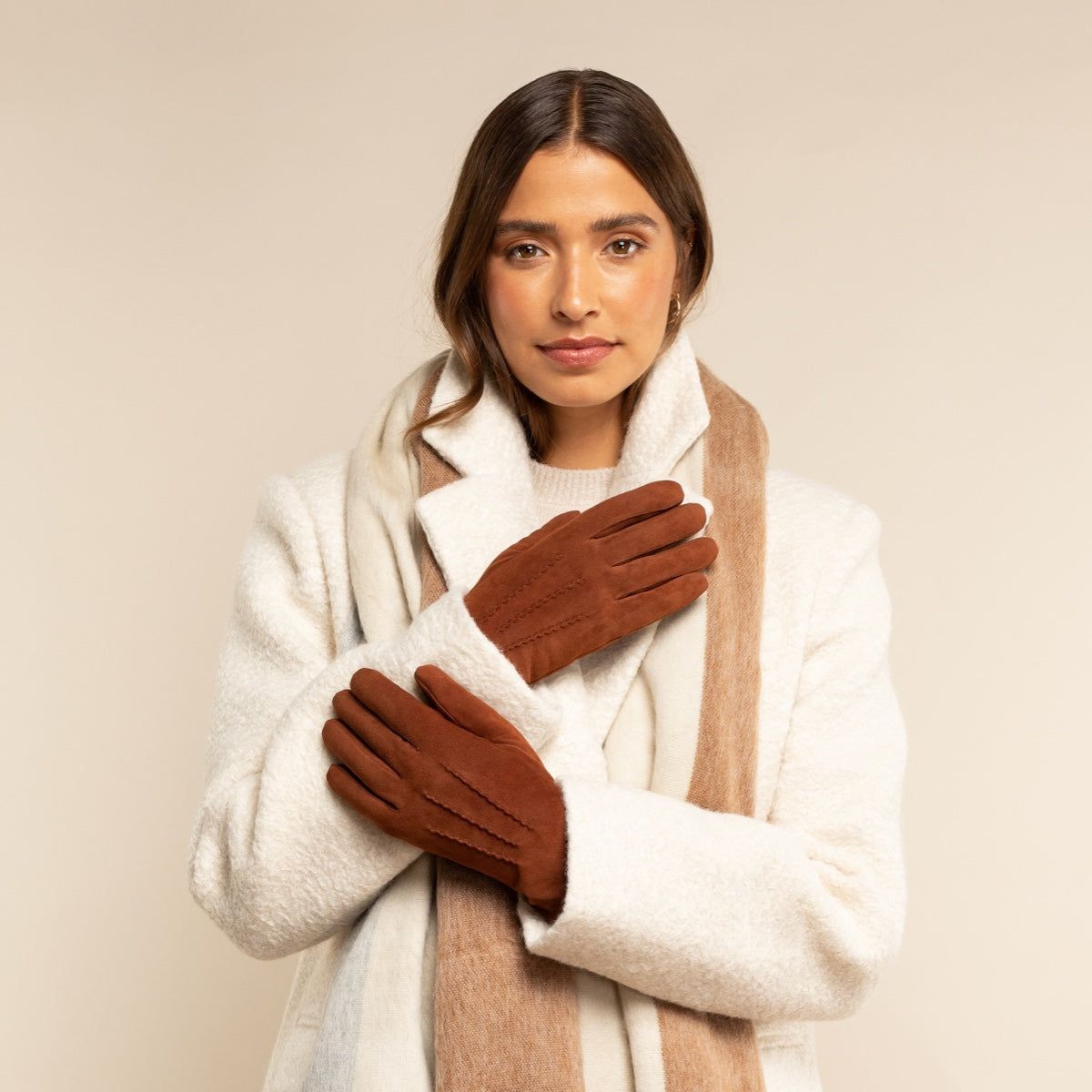 Women’s Brown/Camel Suede Leather Gloves Elizabeth - Schwartz & von Halen® UK - Premium Leather Gloves - 7