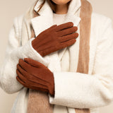 Elizabeth (brown) - suede leather gloves with warm faux fur lining - Schwartz & von Halen - US - 13