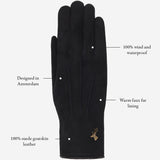 Elizabeth (black) - suede leather gloves with warm faux fur lining - Schwartz & von Halen - US - 13