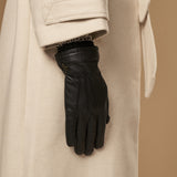 Emily (black) – deerskin (American deerskin) leather gloves with warm wool lining - Schwartz & von Halen - US - 9