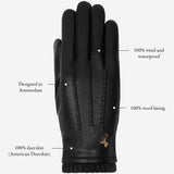 Emily (black) – deerskin (American deerskin) leather gloves with warm wool lining - Schwartz & von Halen - US - 12