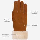 Giocante - suede leather gloves with luxurious sheep fur lining - Schwartz & von Halen - US - 12