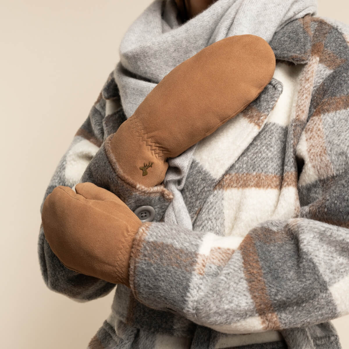 Suede Leather Mittens Camel Hailey - Schwartz & von Halen® - Premium Leather Gloves - 7