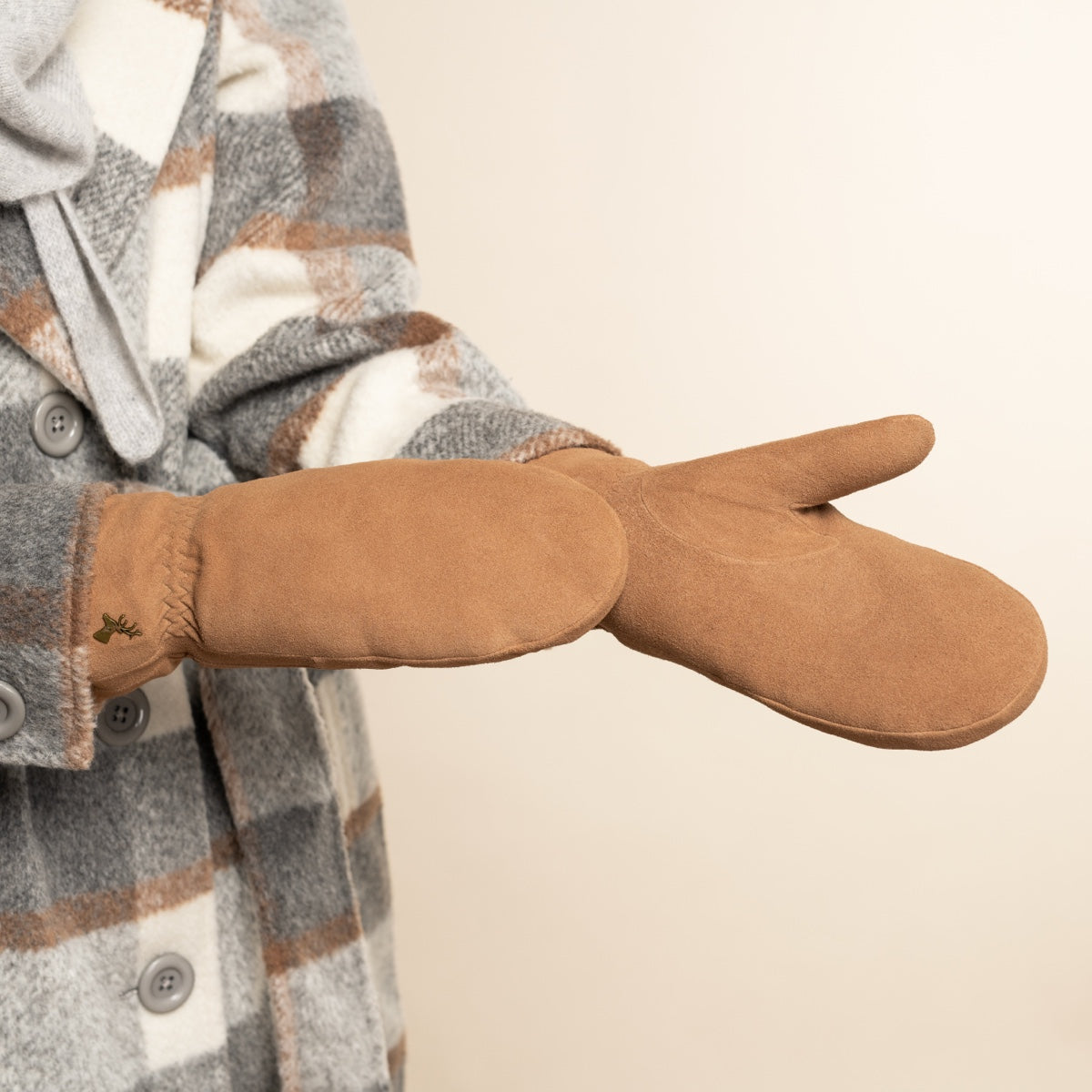 Suede Leather Mittens Camel Hailey - Schwartz & von Halen® - Premium Leather Gloves - 9