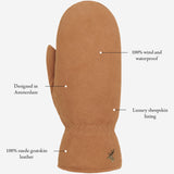 Hailey (camel) - suede goatskin mittens with luxurious sheep fur lining - Schwartz & von Halen - US - 11