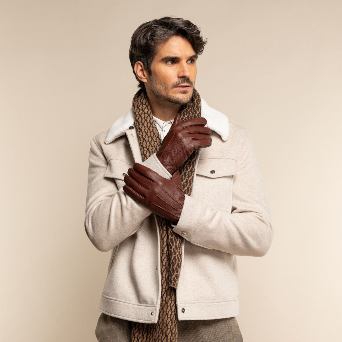 Men's Leather Gloves Cognac Harvey - Schwartz & von Halen® - Premium Leather Gloves - 5