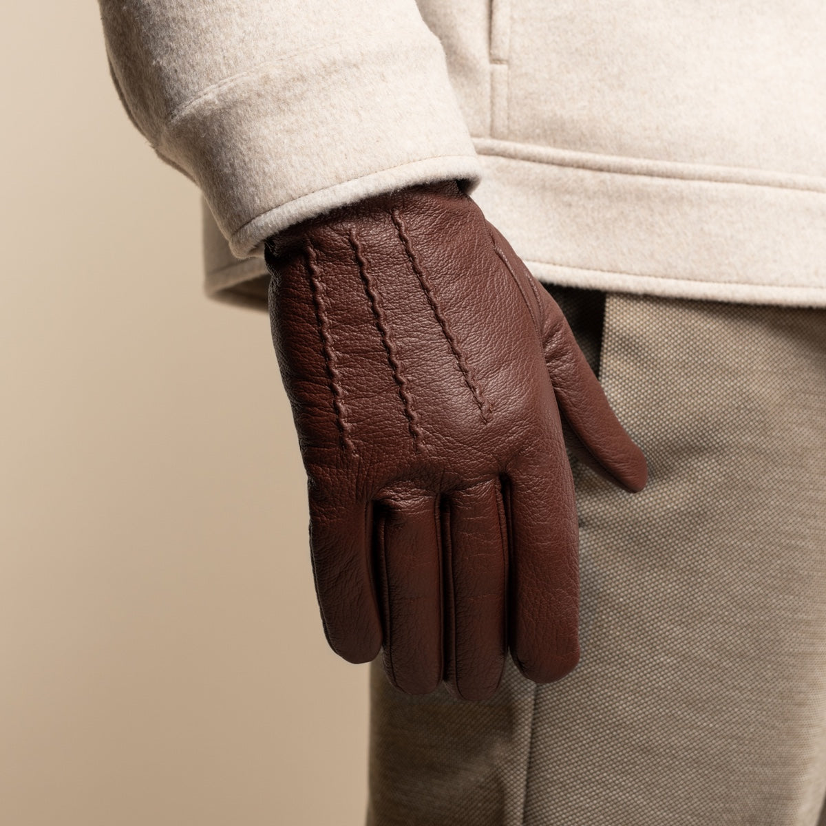 Men's Leather Gloves Cognac Harvey - Schwartz & von Halen® - Premium Leather Gloves - 7