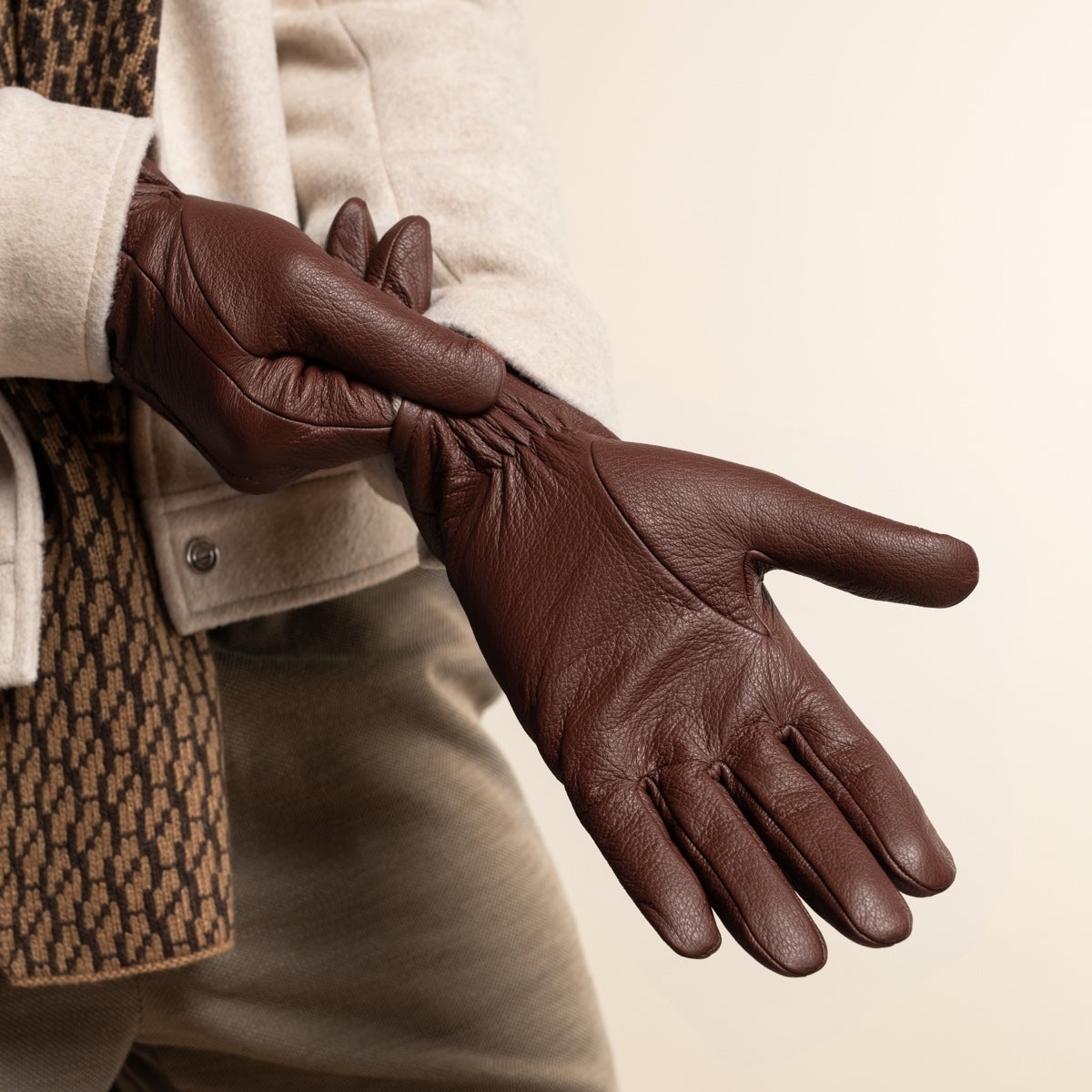 Men's Leather Gloves Cognac Harvey - Schwartz & von Halen® - Premium Leather Gloves - 13