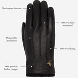 Harvey (black) - goatskin leather gloves with luxurious wool lining & touchscreen feature - Schwartz & von Halen - US - 12