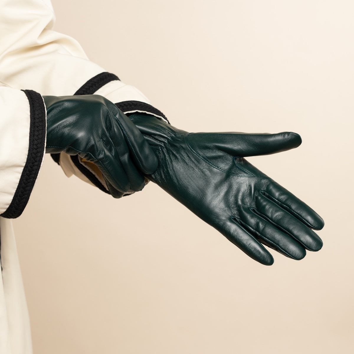 Dark Green Leather Gloves Lambskin Women Ivy - Schwartz & von Halen® UK - Premium Leather Gloves - 8