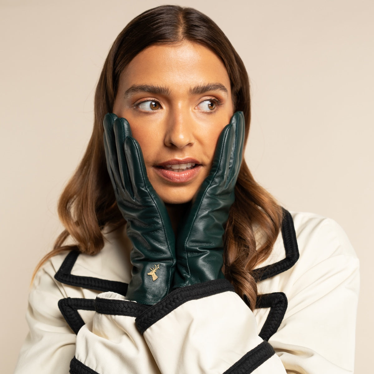 Ivy (dark green) - sheepskin leather gloves with wool/cashmere lining & touchscreen feature  - Schwartz & von Halen - US - 13