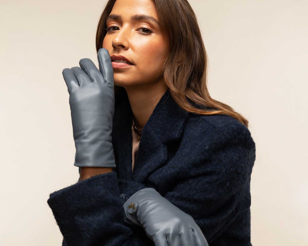 Ivy (grey) – sheepskin leather gloves with wool/cashmere lining & touchscreen feature  - Schwartz & von Halen - US - 6