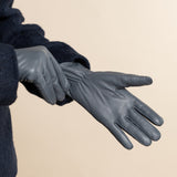 Ivy (grey) – sheepskin leather gloves with wool/cashmere lining & touchscreen feature  - Schwartz & von Halen - US - 9