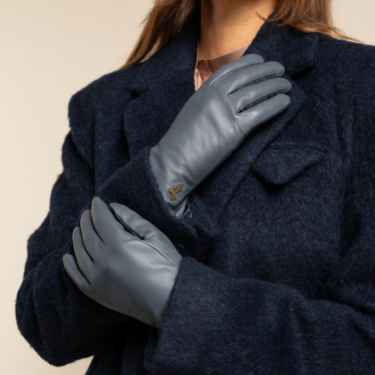 Ivy (grey) – sheepskin leather gloves with wool/cashmere lining & touchscreen feature  - Schwartz & von Halen - US - 10