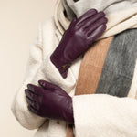 Ivy (purple) - sheepskin leather gloves with wool/cashmere lining & touchscreen feature  - Schwartz & von Halen - US - 7