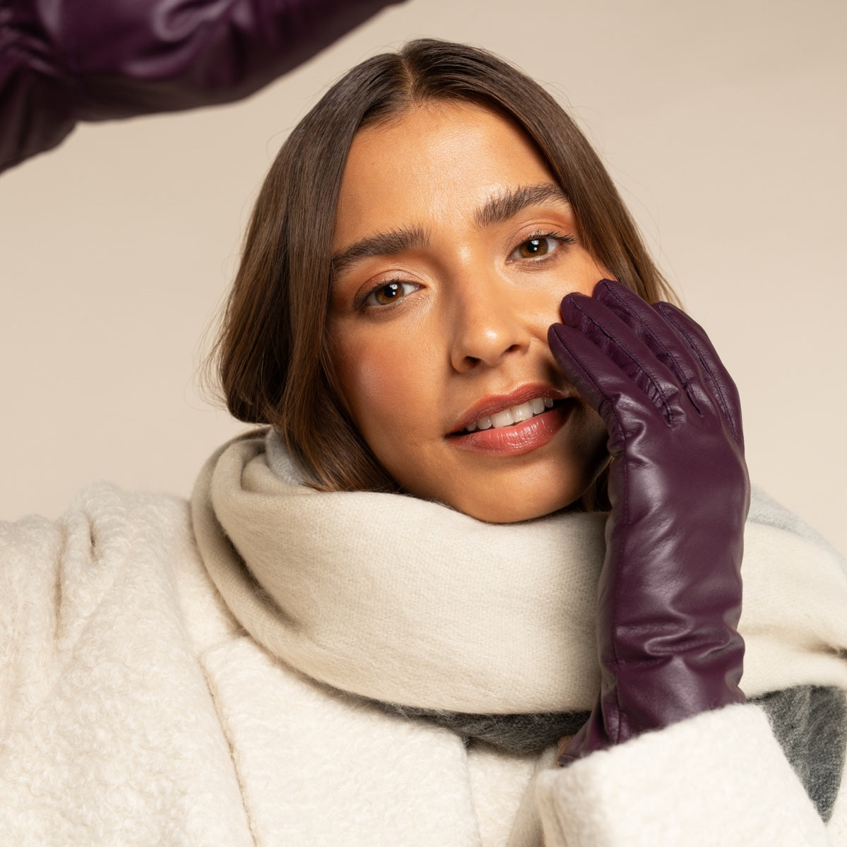 Ivy (purple) - sheepskin leather gloves with wool/cashmere lining & touchscreen feature  - Schwartz & von Halen - US - 11