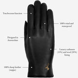 Ivy (black) – sheepskin leather gloves with wool/cashmere lining & touchscreen feature - Schwartz & von Halen - US - 13