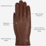 Ivy (brown) - sheepskin leather gloves with wool/cashmere lining & touchscreen feature  - Schwartz & von Halen - US - 9