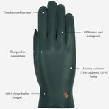 Ivy (dark green) - sheepskin leather gloves with wool/cashmere lining & touchscreen feature  - Schwartz & von Halen - US - 14