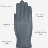 Ivy (grey) – sheepskin leather gloves with wool/cashmere lining & touchscreen feature  - Schwartz & von Halen - US - 12