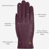 Ivy (purple) - sheepskin leather gloves with wool/cashmere lining & touchscreen feature  - Schwartz & von Halen - US - 13