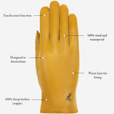 Ivy (yellow) - sheepskin leather gloves with wool/cashmere lining & touchscreen feature  - Schwartz & von Halen - US - 10