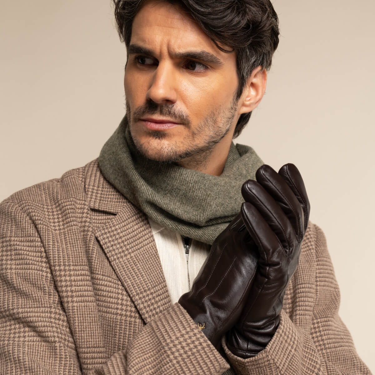 Jake (dark brown) - sheepskin gloves with warm fleece lining & touchscreen feature  - Schwartz & von Halen - US - 5