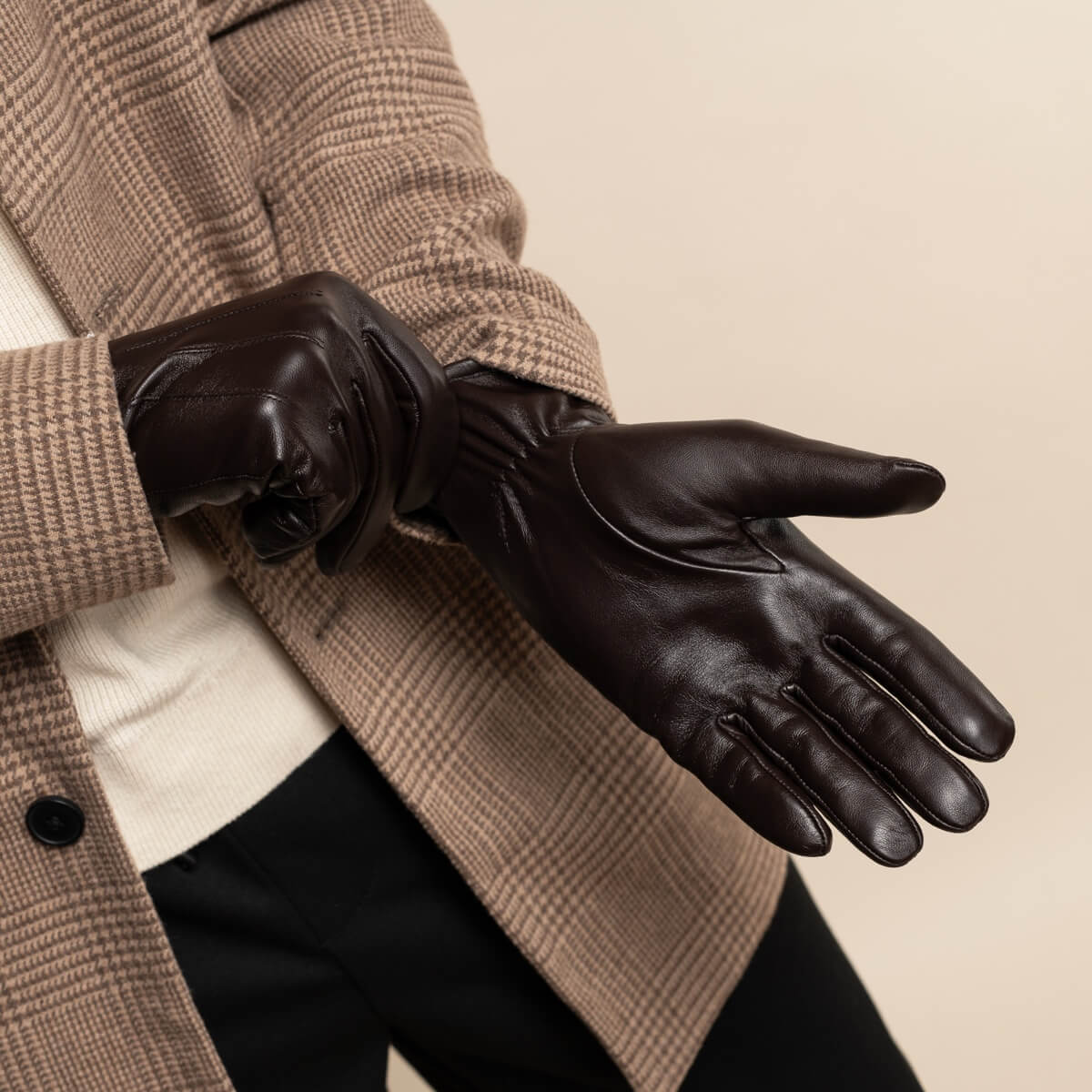 Dark Brown Leather Gloves Men Jake - Schwartz & von Halen® - Premium Leather Gloves - 10