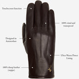 Jake (dark brown) - sheepskin gloves with warm fleece lining & touchscreen feature