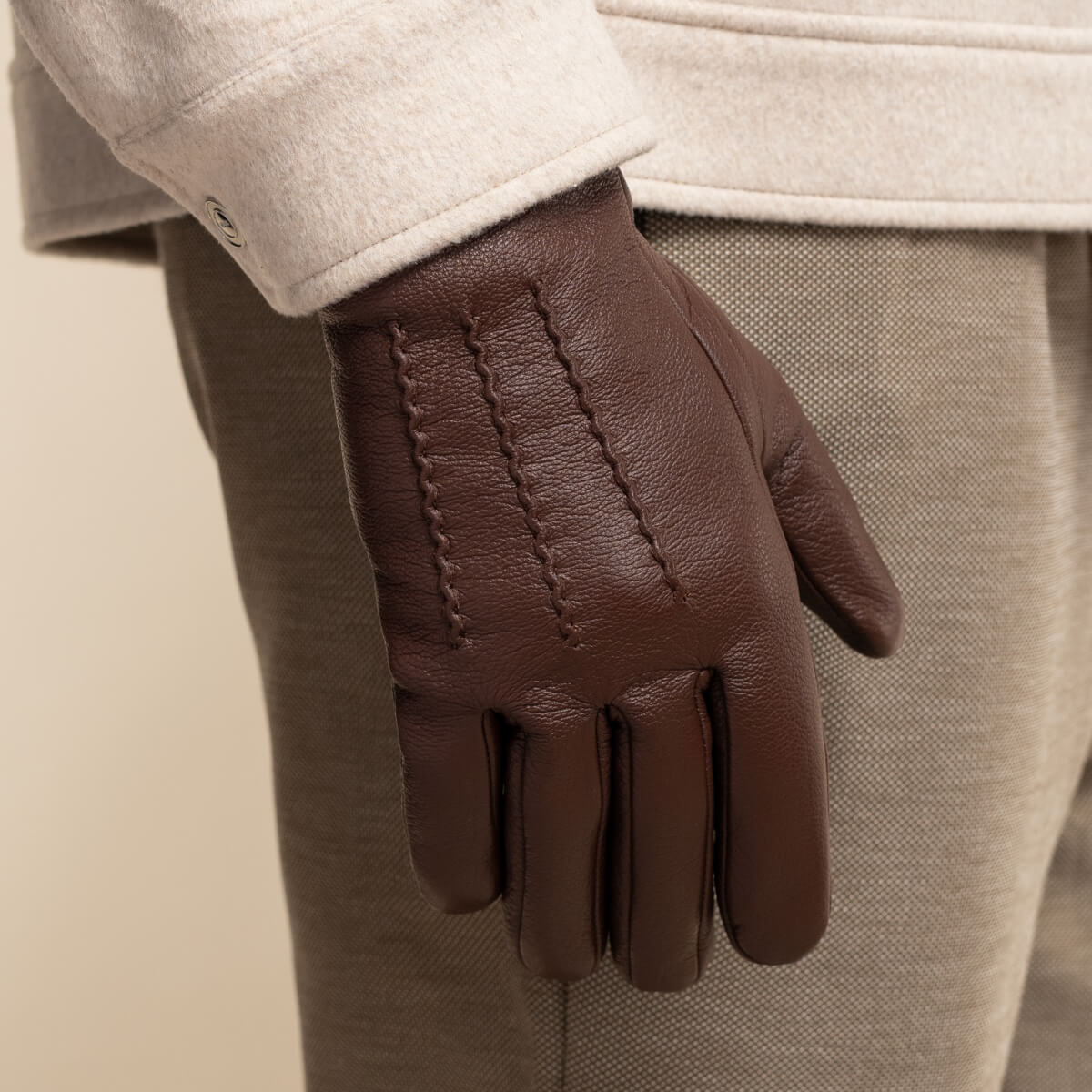 Brown Leather Gloves Men Jaxon - Schwartz & von Halen® - Premium Leather Gloves - 7