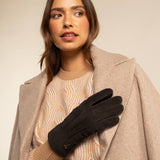 Josie (brown) - suede goatskin leather gloves with luxurious sheep fur lining  - Schwartz & von Halen - US - 10