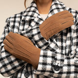 Suede Goatskin Leather Gloves Camel Women Josie - Schwartz & von Halen® - Premium Leather Gloves - 6
