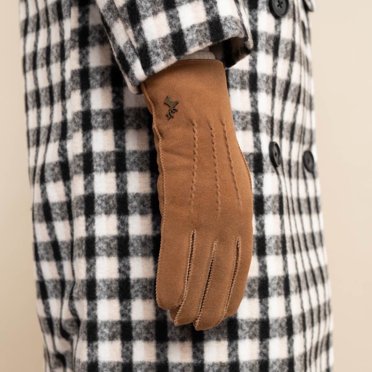 Suede Goatskin Leather Gloves Camel Women Josie - Schwartz & von Halen® - Premium Leather Gloves - 8